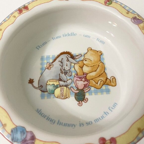 2001 Disney Royal Doulton Winnie the Pooh Baby Bowl Eeyore and Piglet Honey - Picture 2 of 16